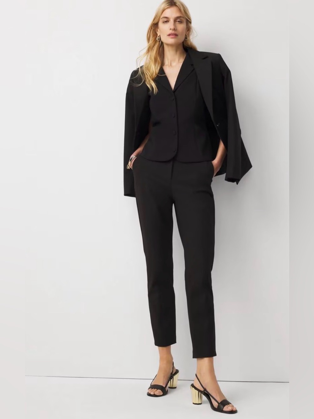 WHBM Elle Slim Ankle Pant black 10